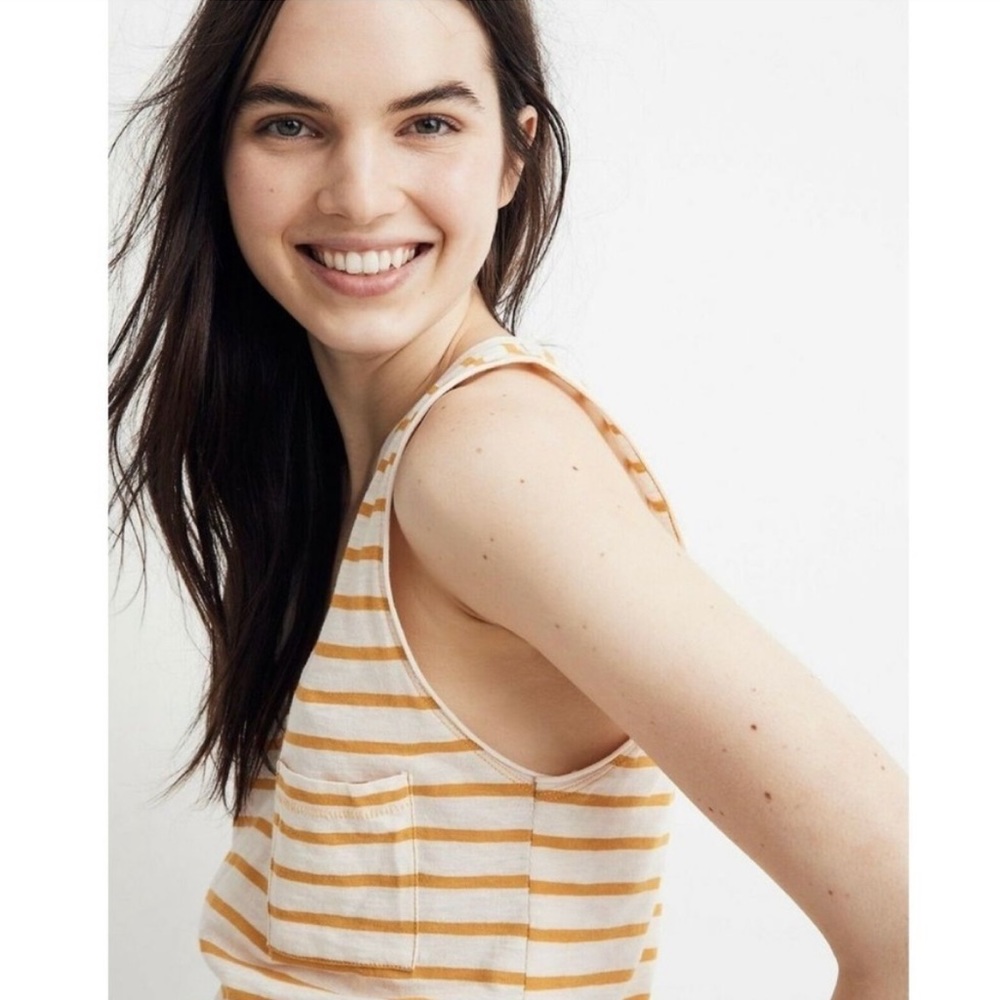 Madewell Whisper Cotton Pocket Tank in Baker Stripe